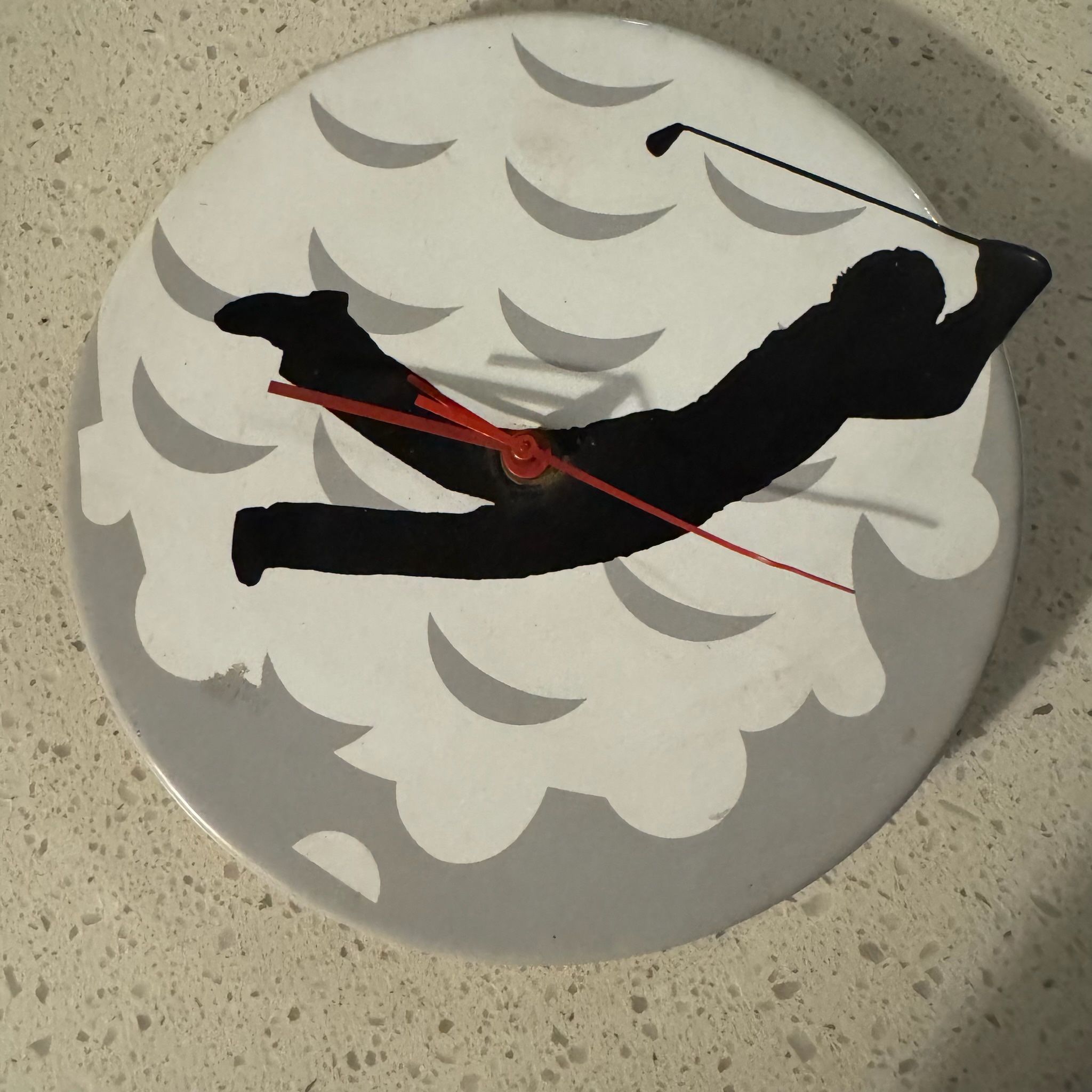 Golf Wall Clock - Black & White Golfer Silhouette 9" Small World Greetings