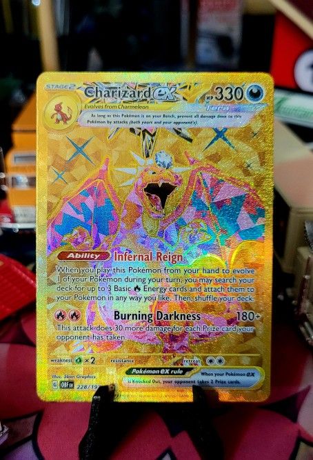 Pokemon - Gold Charizard ex 228/197 - Obsidian Flames - Gold Hyper Rare NM