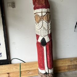 Hand-carved Totem Pole Santa 