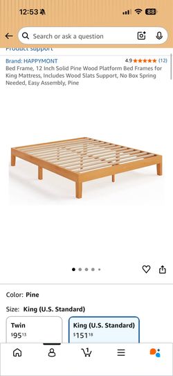 NEW King Platform Bed Frame – Solid Wood / No Box Spring