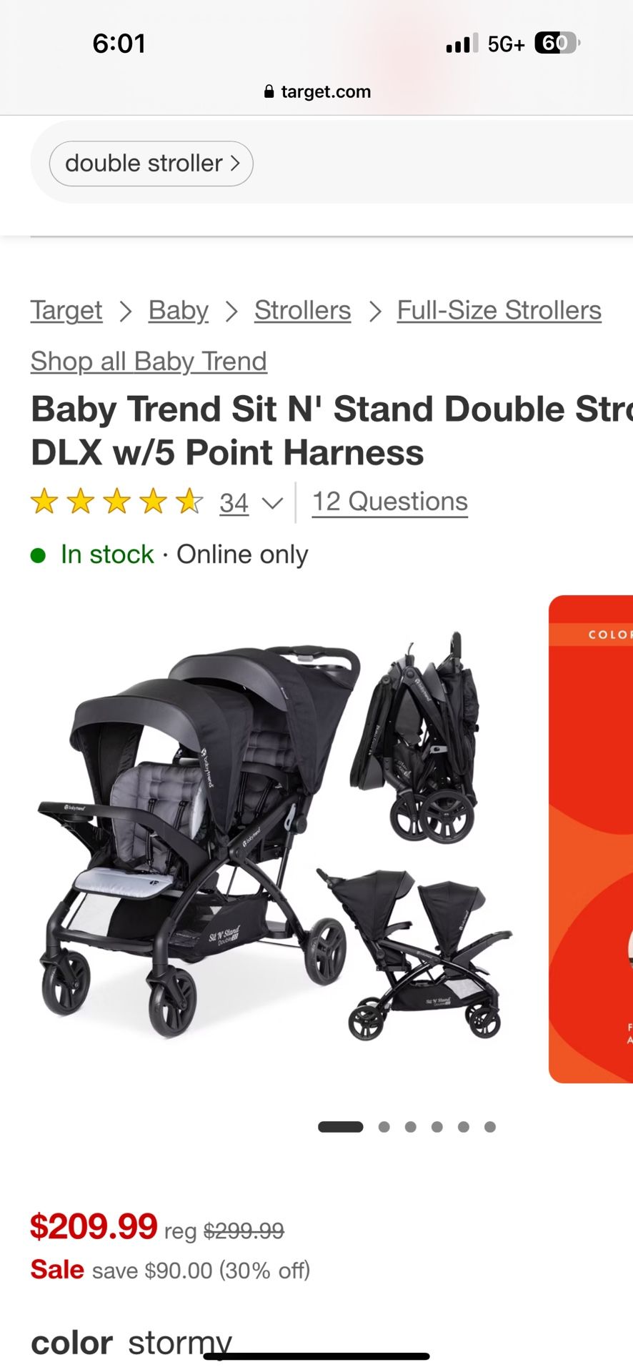 Baby Double Stroller