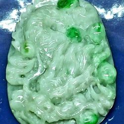 Burmese icy Type A Jadeite Jade Pendant Lucky Imperial Dragon. 