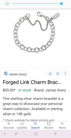 James Avery Forged Sterling Silver Link Charm Bracelet - M