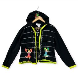 Jack B. Quick Womens Hooded Cardigan Sweater 90s Cheerleading Football Petite Lg