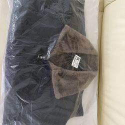 Black Faux Leather Jacket w/ Sherpa Lining – Size L – New