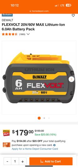 DEWALT FLEXVOLT 20V/60V MAX Lithium-Ion 6.0Ah Battery Pack
