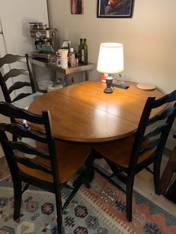 Round Wood Dining Table with 4 Chairs