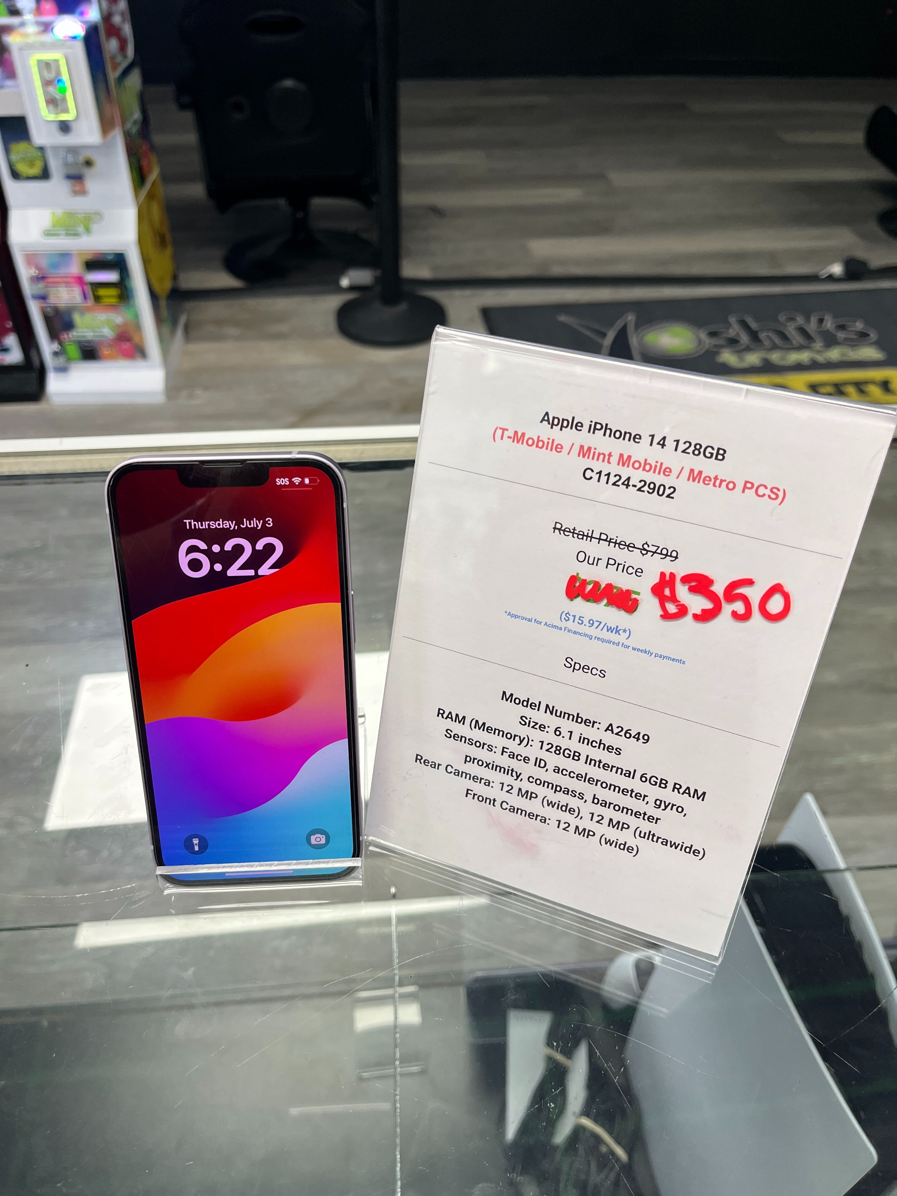 iPhone 14 128GB T-Mobile Lavender C1124-2902
