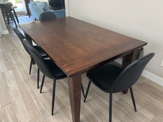 Acacia Wood Dining Table + Bench
