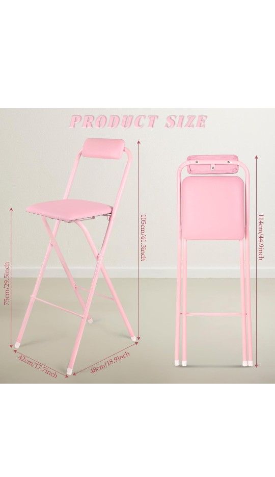 Pcs Folding Bar Stool with Backrest, Leather Padded Counter