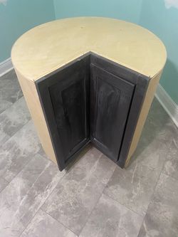 Round Corner Cabinet with Black Doors