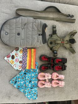 Dog Bundle- Shoes, Bandanas, Coat, Harness, Leash