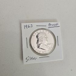 1963 Silver Franklin Half Dollar Proof Coin 