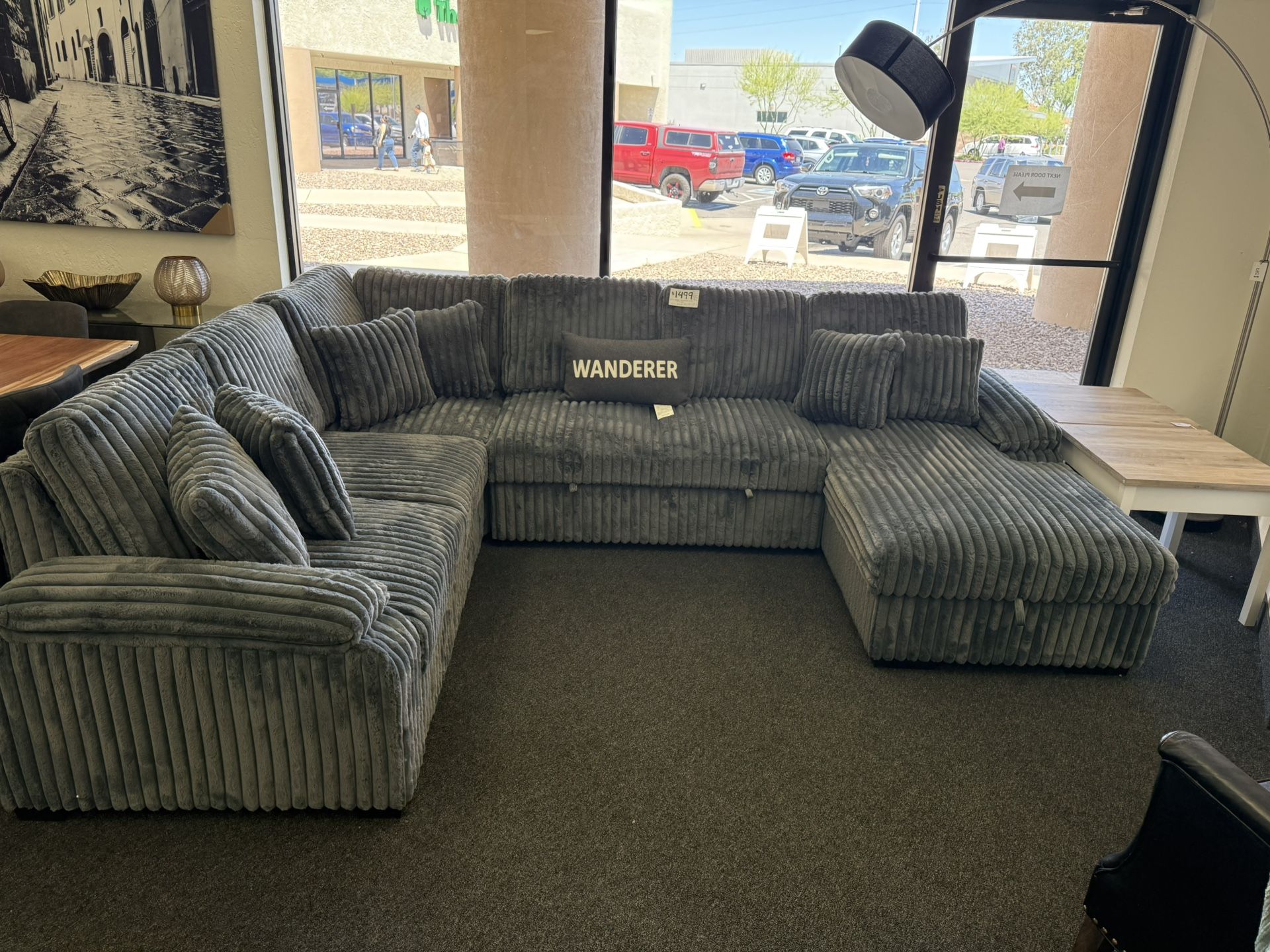 Sleeper Sectional In Teddy Bear Fabric