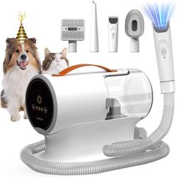 AIRROBO PG100 Pet Grooming Vacuum Kit — Dog/Cat Hair, 12000Pa, 5 Tools (Like New)