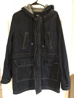 FOREVER 21 Men’s Blue Hooded Denim Jacket