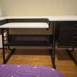 Sew Ready Eclipse Ultra Hobby Sewing Machine Table Top Storage Drawers + Large Lower Shelf-Can Also Be Used as Computer Desk, Black/White