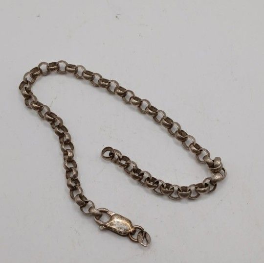 Rolo Charm Link Chain Bracelet 925 Sterling Silver