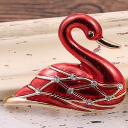 New Classic Unique Exquisite Enamel Brooch Pin Jewelry - Happy Red Swan