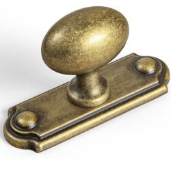Goo-Ki 12 Packed Antique Brass Cabinet Knobs- Solid Zinc Drawer Knobs(Oval Shape) with Backplate