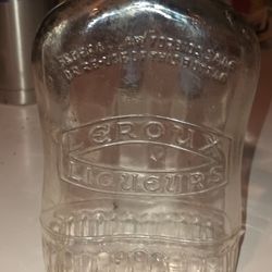 Vintage Leroux Liqueurs 1952 Glass Bottle Embossed