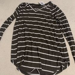 Womens Medium Nadine West Green White Striped Shirt 