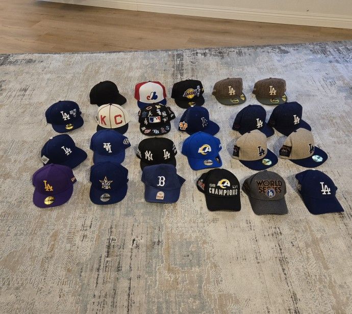 Over 30 Never Worn Collectors’ Items Dodgers, Lakers, Rams, Expos, Baseballism Hats/Caps
