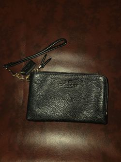 COACH Black Pebbled Leather Double Zip