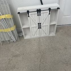Rustic sliding barn door shelf White 