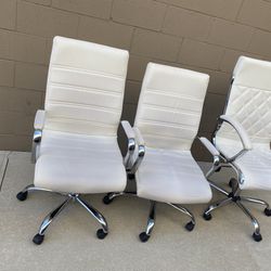 3 White Rolling Chairs