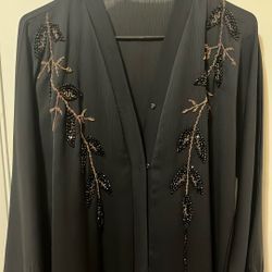 Embroidered black kaftan 