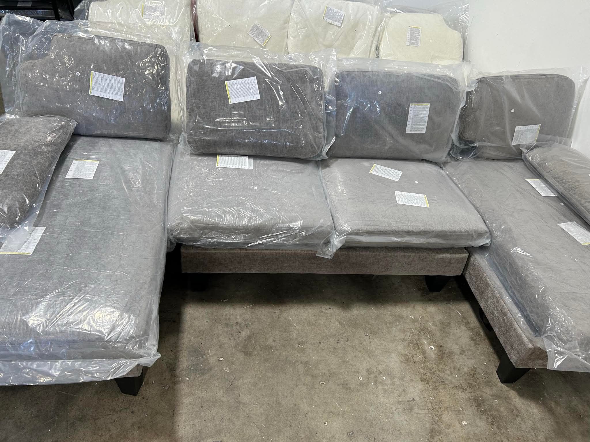 110 in. Pillow Top Arm Chenille U-Shaped Modern Sofa in Florid Gray with Chaise