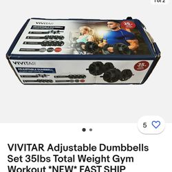 Vivitar Adjustable Dumbbells Weight Lifting Set 35lbs Total Gym