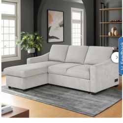 Coddle Aria Fabric Sleeper Sofa with Reversible Chaise and Storage, Beige