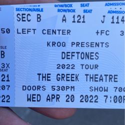DEFTONES TONIGHT 2 Tickets $250 Each