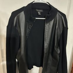 Leather Sweater/light Jacket Size Xl