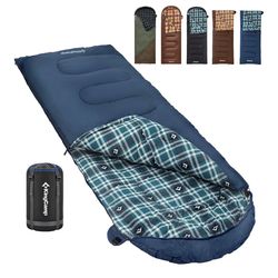 KingCamp Sleeping Bag for Adults, Cold Weather & Warm L Big and Tall Flannel Sleeping Bags with Compression Sack Portable Waterproof Essentials Gear A