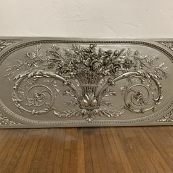 Large Silver 3D Flower Floral Vase Wall Art Picture