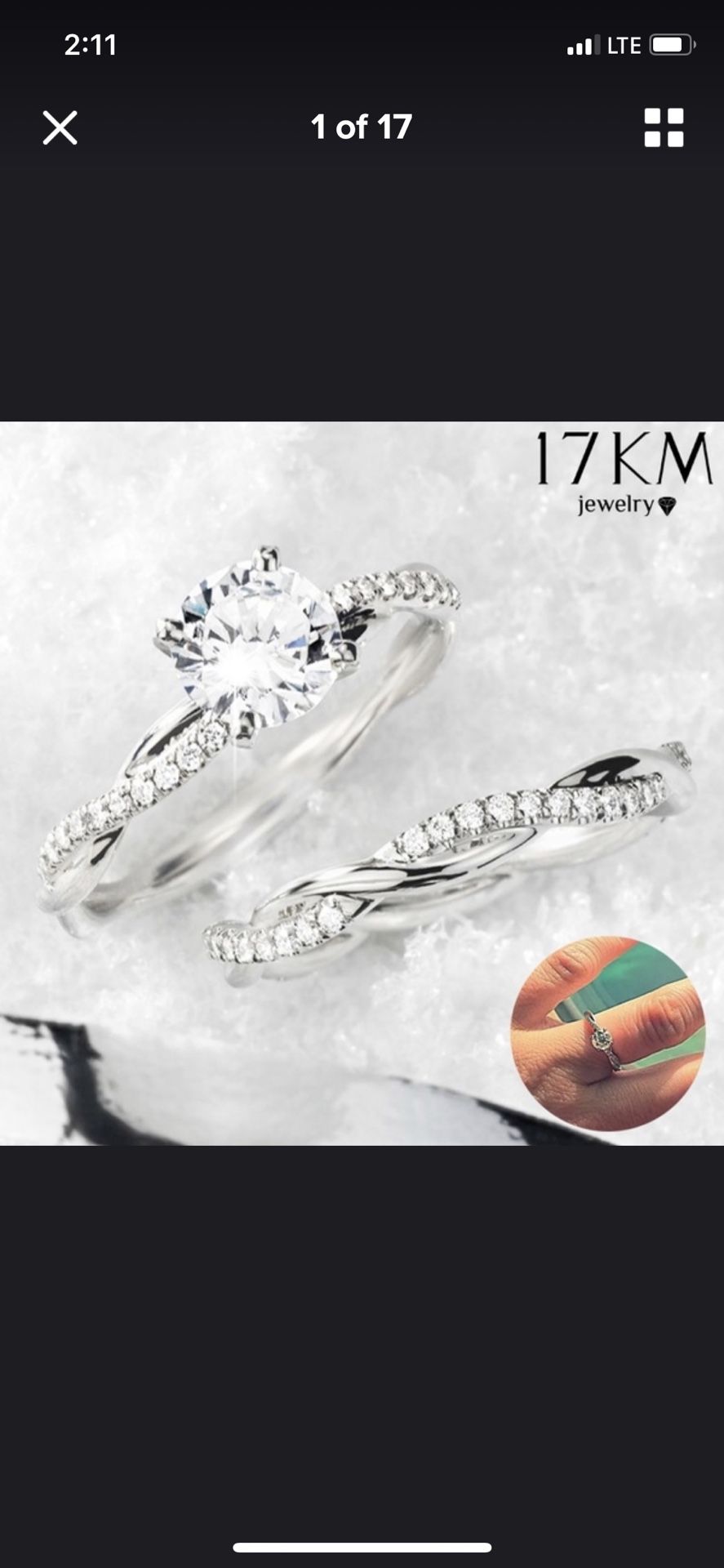 Creative Elegant Women 0.09ctw 2PCS/set Wedding Ring 925 Sterling Silver