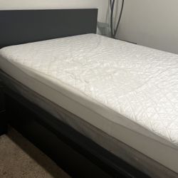 IKEA MALM High Bed Frame with 4 Storage Boxes