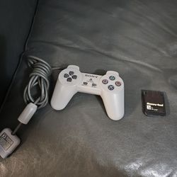 PlayStation 1 controller and memory card