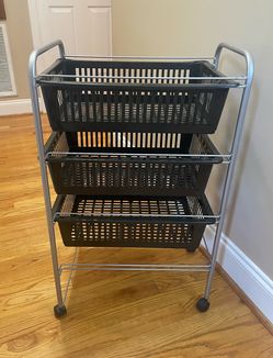 3-Tier Rolling Utility Cart with Removable Storage Baskets