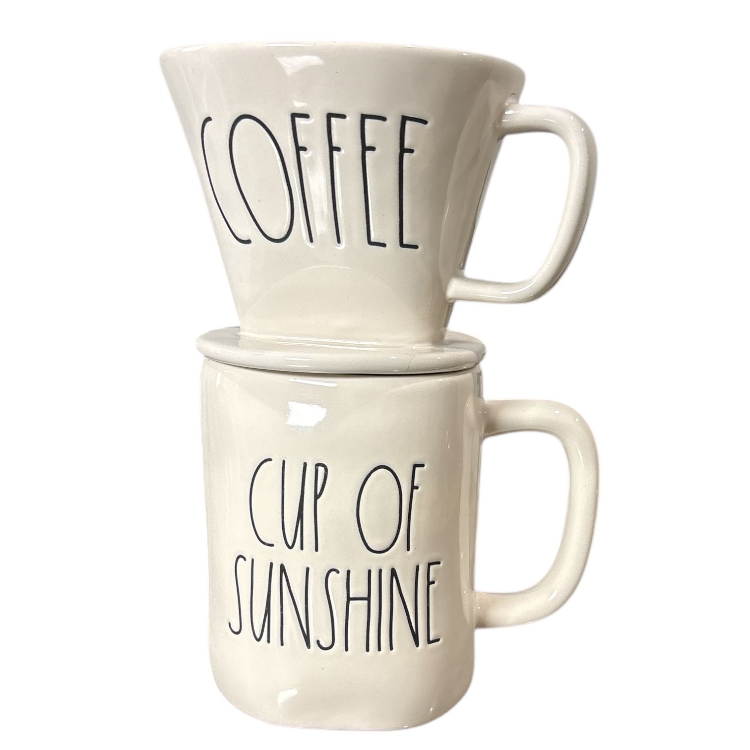 Rae Dunn "Cup Of Sunshine" By Magenta (Ivory) Coffee Drip & Mug Set 20 oz