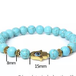 New Hand &Evil Eye Charm Buddha Bracelets Natural Stone Beads (Nuevo).    FIRM.     NO TRADES.                          NO SHIPPING.  (EAST PALMDALE)