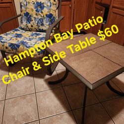 Nice Cushioned Hampton Bay Patio Chair And Side Table $60