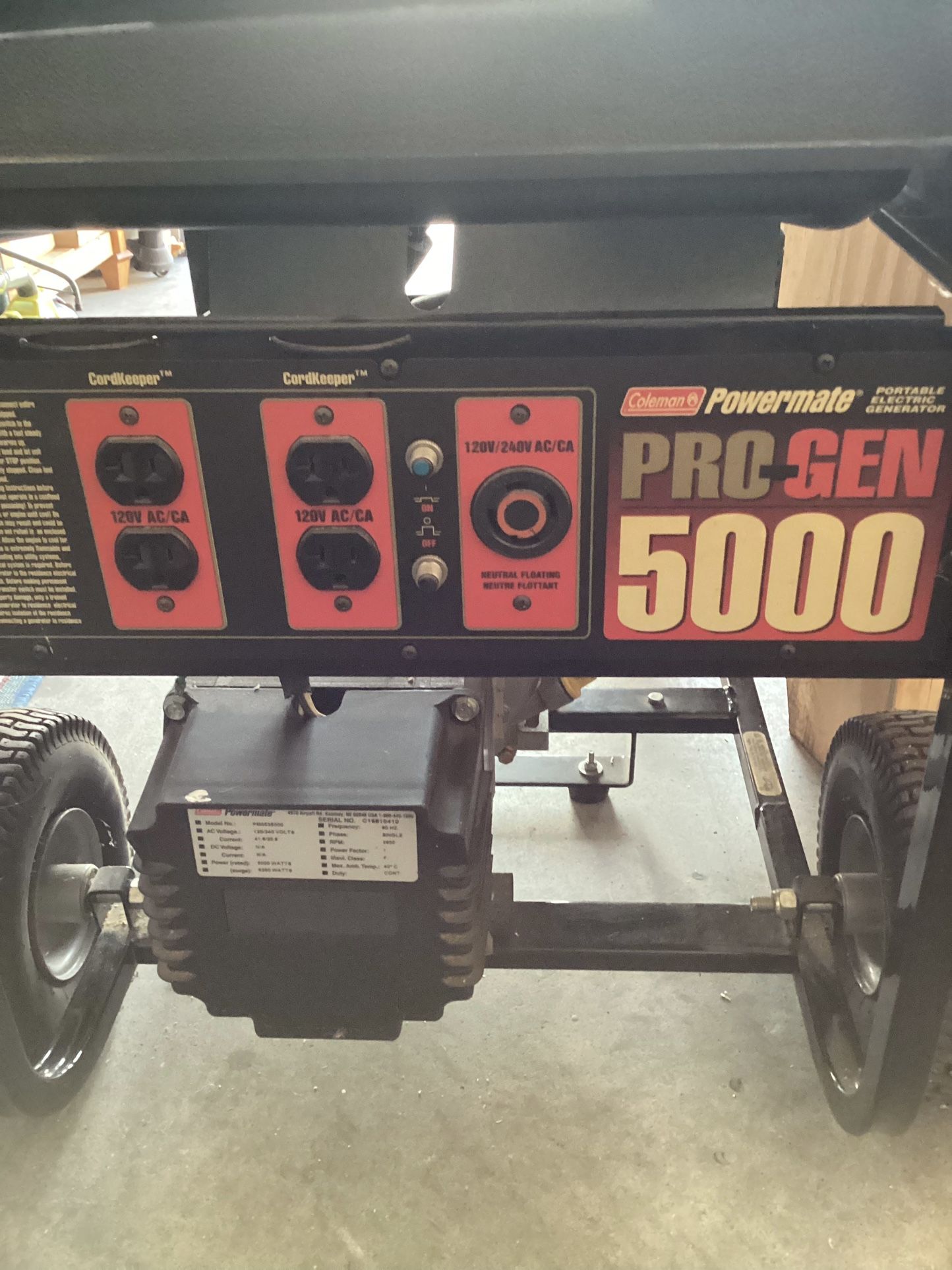 COLEMAN Powermate Pro Gen 5000 Generator for Sale in Alafaya,
