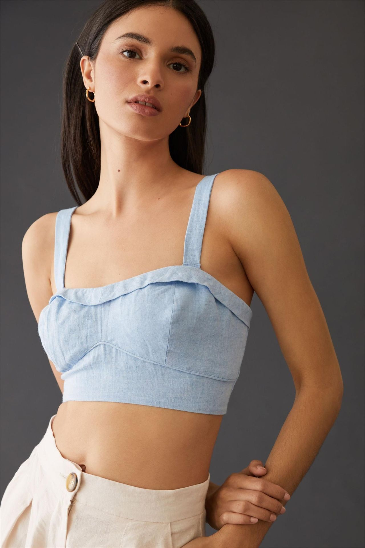 LOTS OF LIKE NEW ITEMS! Anthropologie Maeve Bustier top in blue size XS.