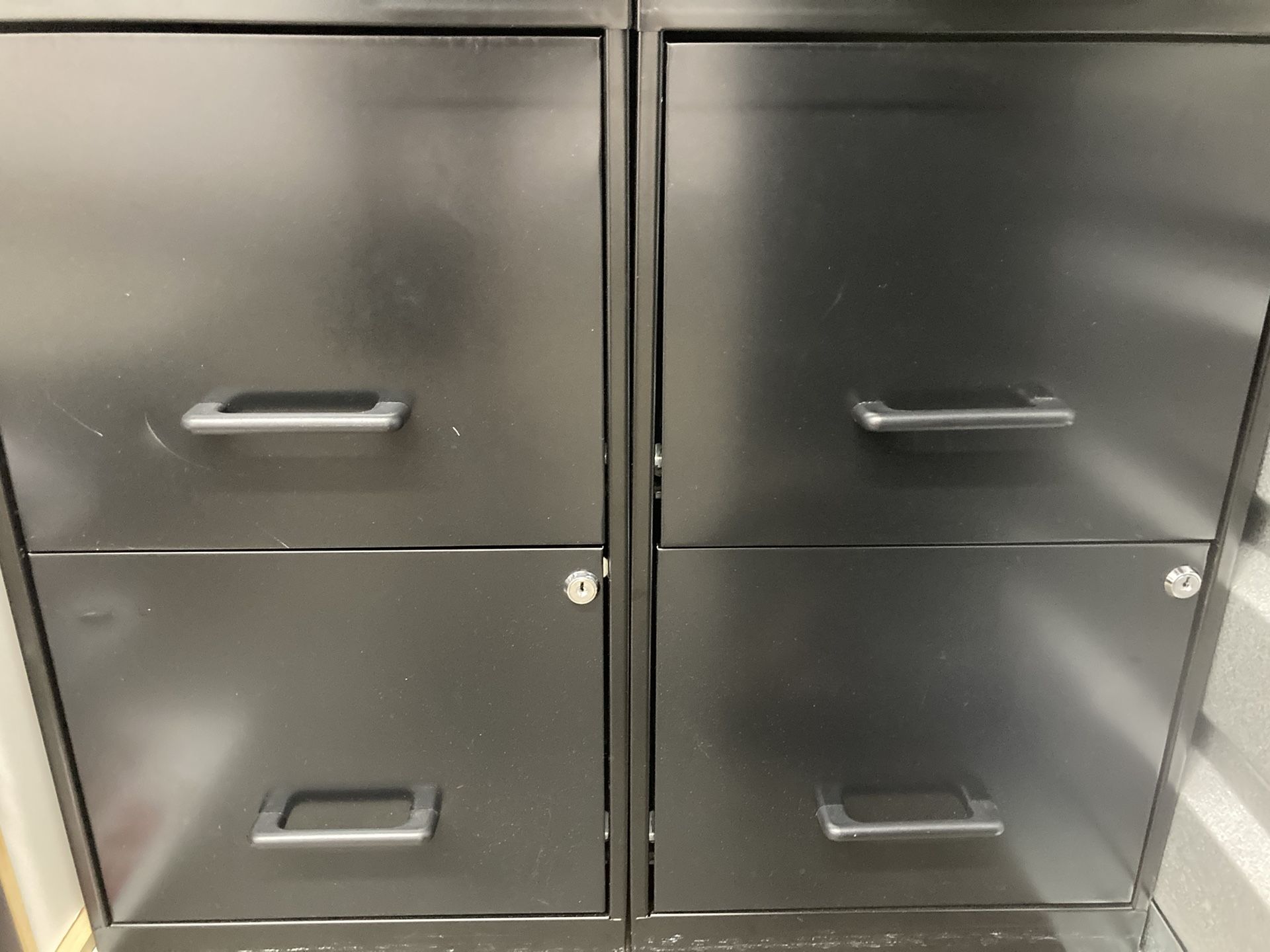 Two Black Steel File Cabinets With Keys