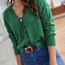 Green Forest 🌲 Cárdigan Ladies Sweater Size M 