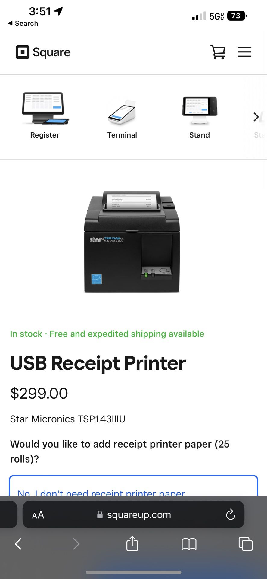 Square Receipt Printer 
